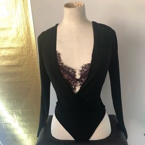 Nasty Gal deep V, opened sleeved Bodysuit